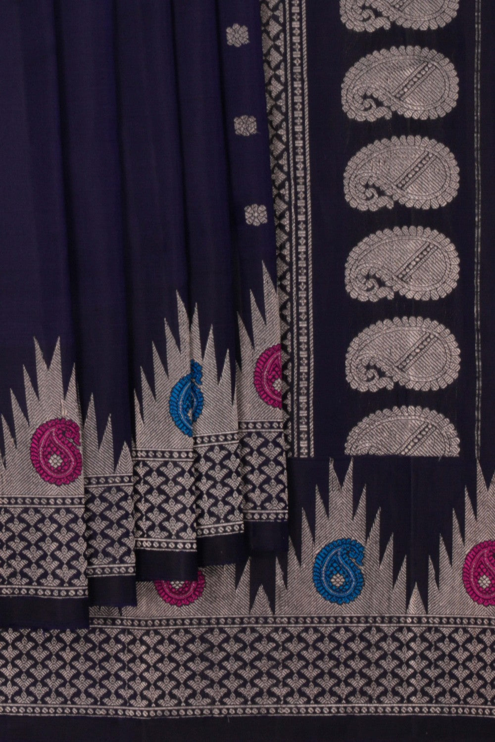 Image of Gadwal Silk Navy Blue Saree